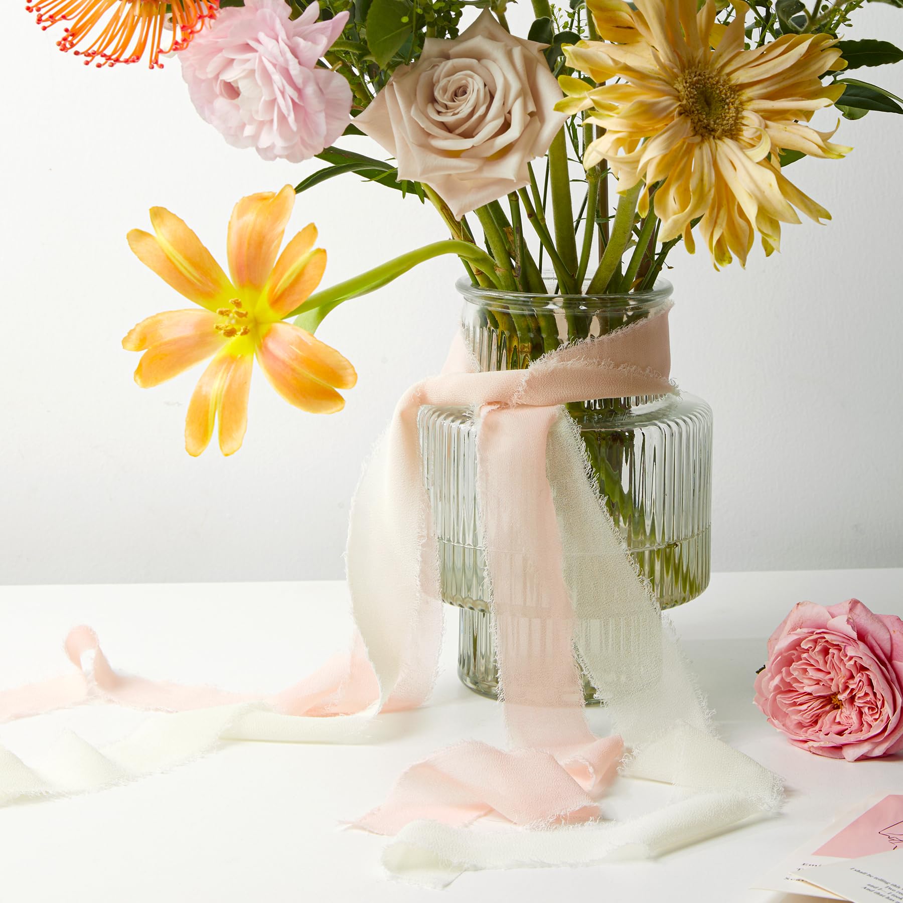 Snapklik.com : Pink Chiffon Ribbon, 6 Rolls Blush Pink Chiffon Silk ...