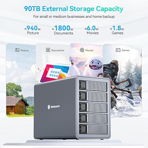Miniatura 2 de Yottamaster Caja de disco duro de 5 bahías, aleación de aluminio de 2.5 pulgadas3.5 pulgadas USB3.0 a SATA3.0 carcasa de almacenamiento SSD de disco
