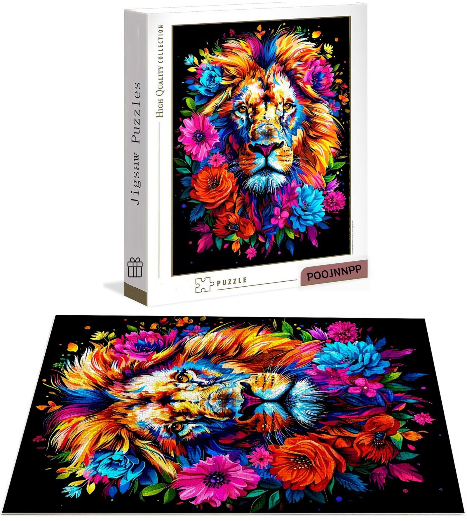 Puzzle 6000 Pezzi per Adulti, Puzzle Leone in Legno per Adulti, Puzzles Fiore Impegnativi, Giochi Educativo per Famiglie, Rompecapo con Scatola per Decorazioni Casa, Donna Regalo di Natale B-8775