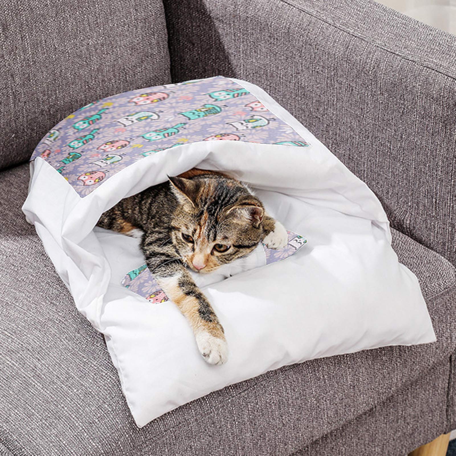 HechoVinen Katzen Schlafsack,Warm Plüsch-Katzenbett,Waschbar Katzenbett Kuschelhöhle Für Katzen,Welpen,Kaninchen,kleine Haustiere, Kaffee
