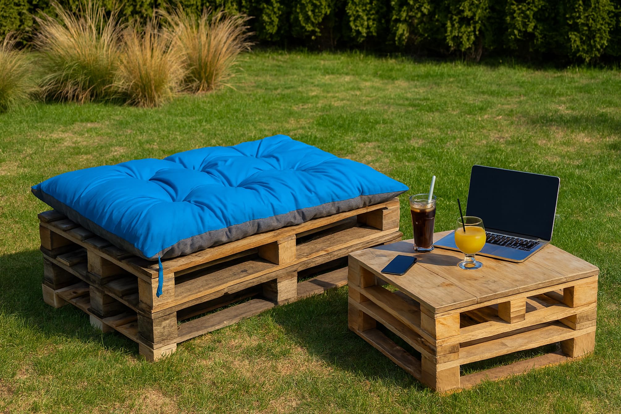 Cojines para palés, Cojines para sillas, Cojines para bancos, cojín de piso grande, almohada de suelo para niños (120_x_80_cm, Azul)