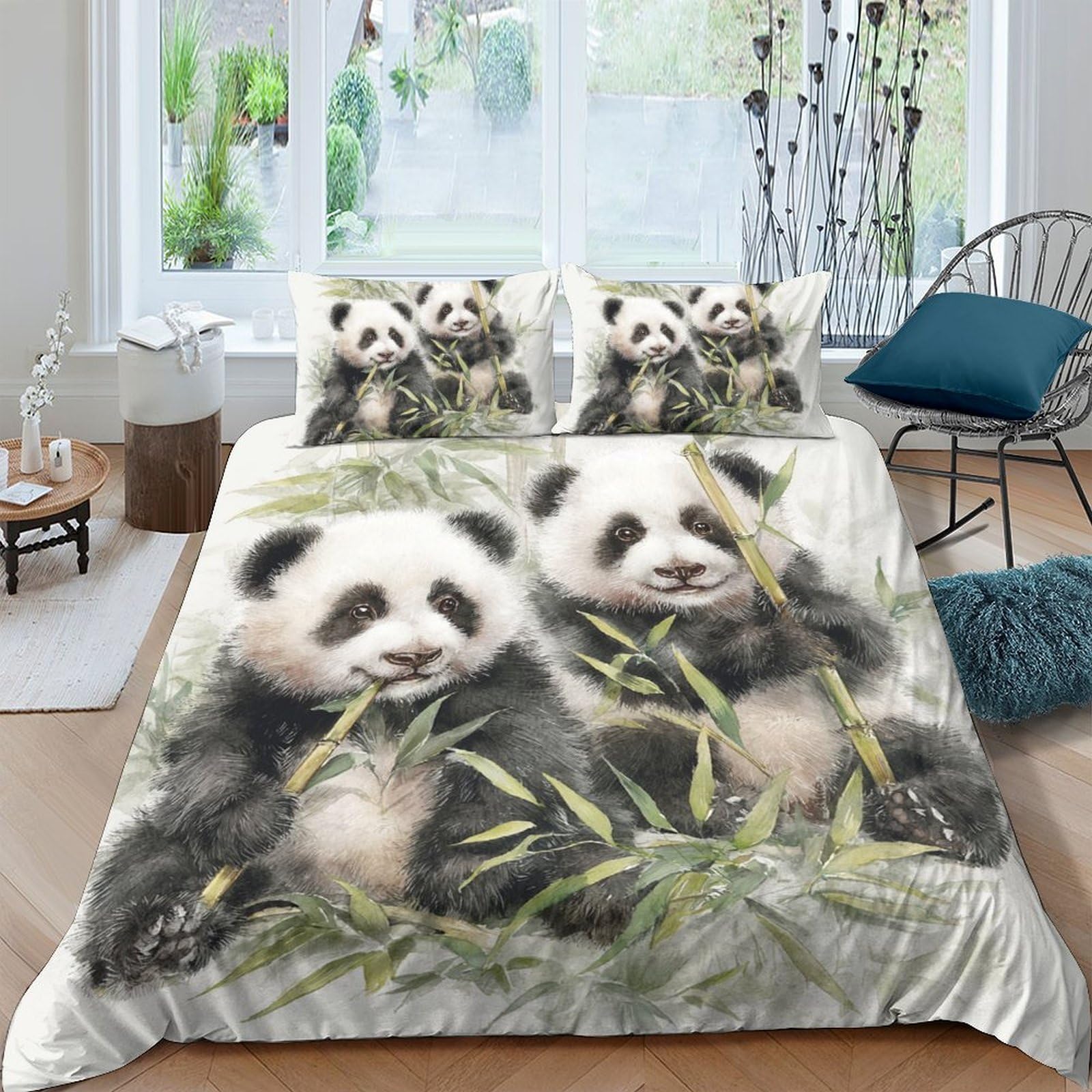 Ctjqhvkz Style-6 3D Printed Panda Bamboo Fitted Sheet Microfiber Soft Non Slip Bed Cover For Bedroom Guest Room Dorm Decor Single（135X200cm）