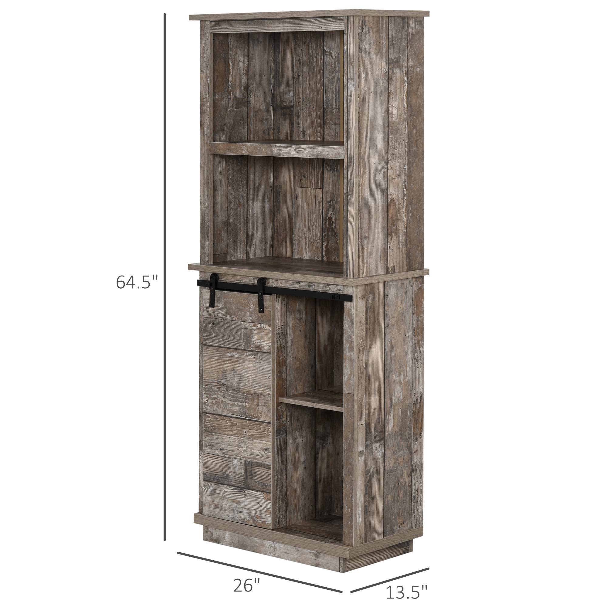Freestanding Rustic Kitchen Buffet with Hutch, Pantry Storage