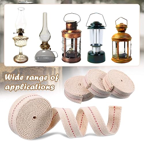Miniatura 10 de 5 rollos de mechas de lámpara de aceite planas con puntada para lámparas de aceite y quemadores de velas, 30 pies (rojo, 12 pulgada)