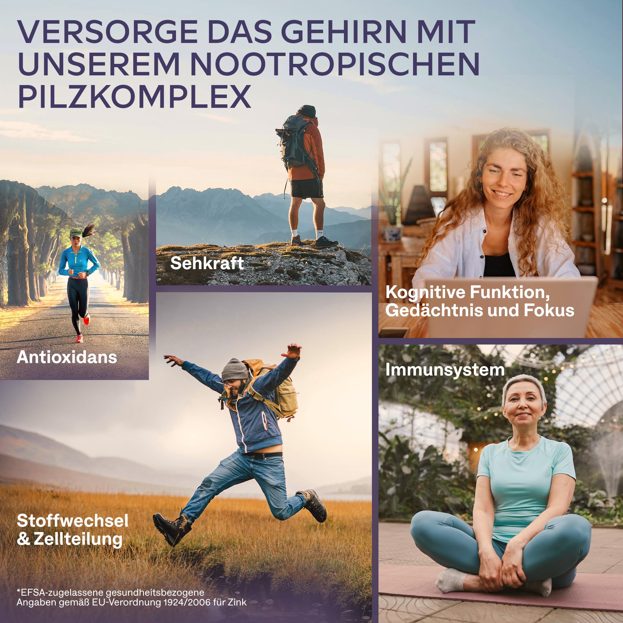 Lions Mane Mushroom Complex 18000 mg Hericium Erinaceus Hochdosiert 30:1 Extrakt - Löwenmähne Pilz - Lions Mane Kapseln mit Reishi, Cordyceps & Zink - 120 Kapseln