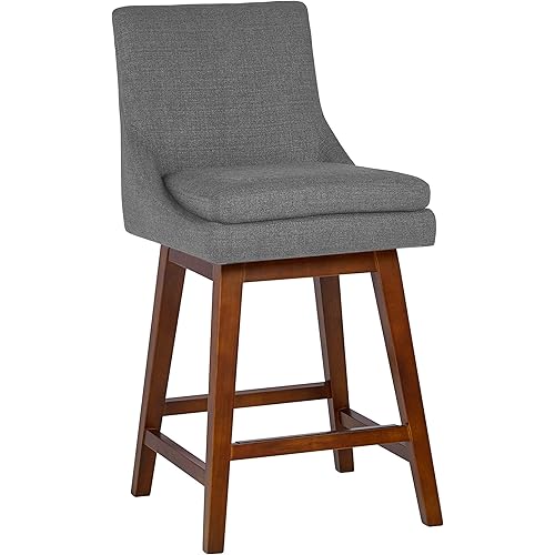 Amazon Brand – Stone & Beam Alaina Contemporary High-Back Swivel Seat Counter Stool, 39"H, Grey