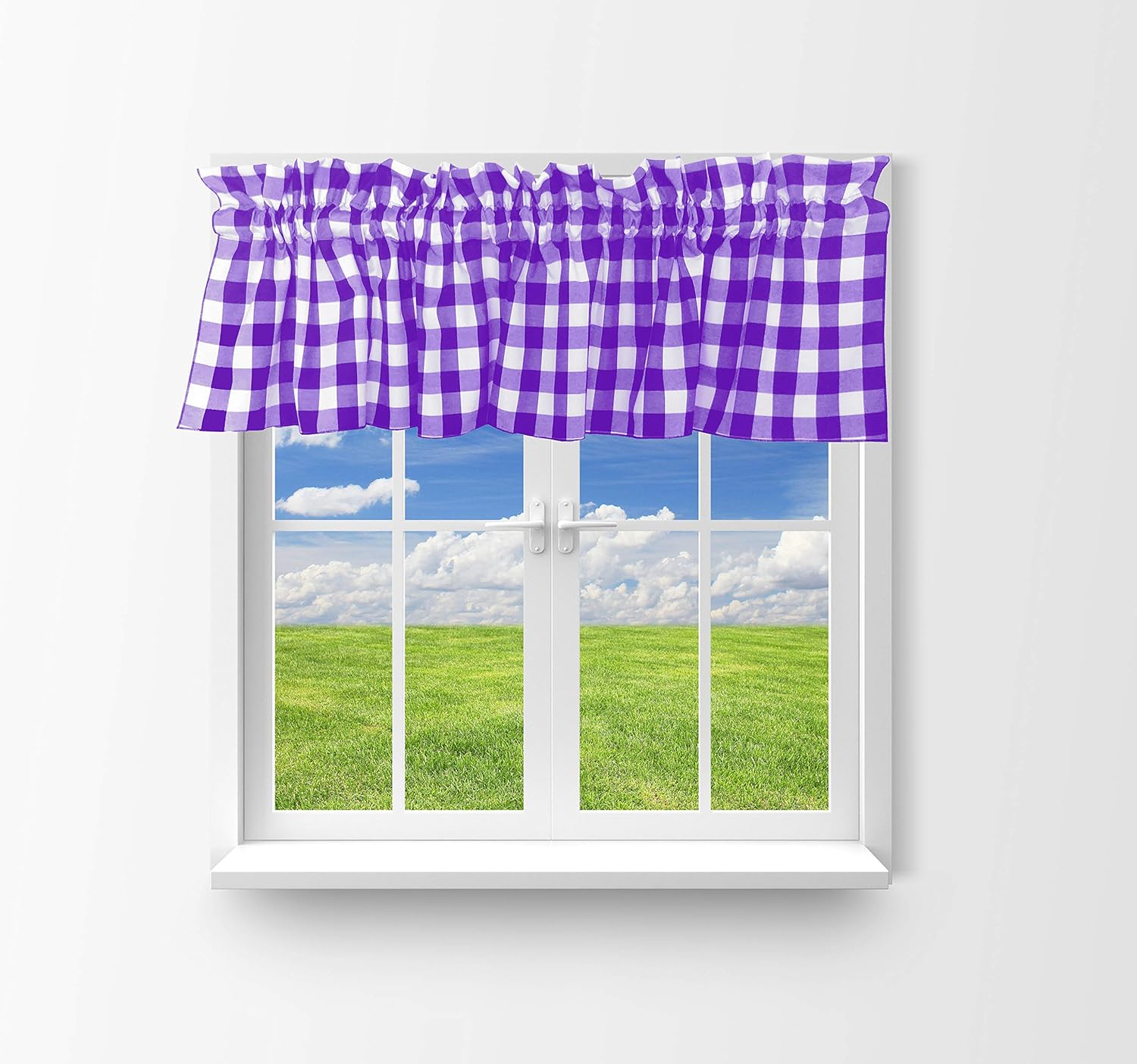 Zen Creative Designs Gingham Checkered Cotton Window Valance Home Décor Bedroom Nursery Kitchen Window (58" Wide x 28" Long, Pink)