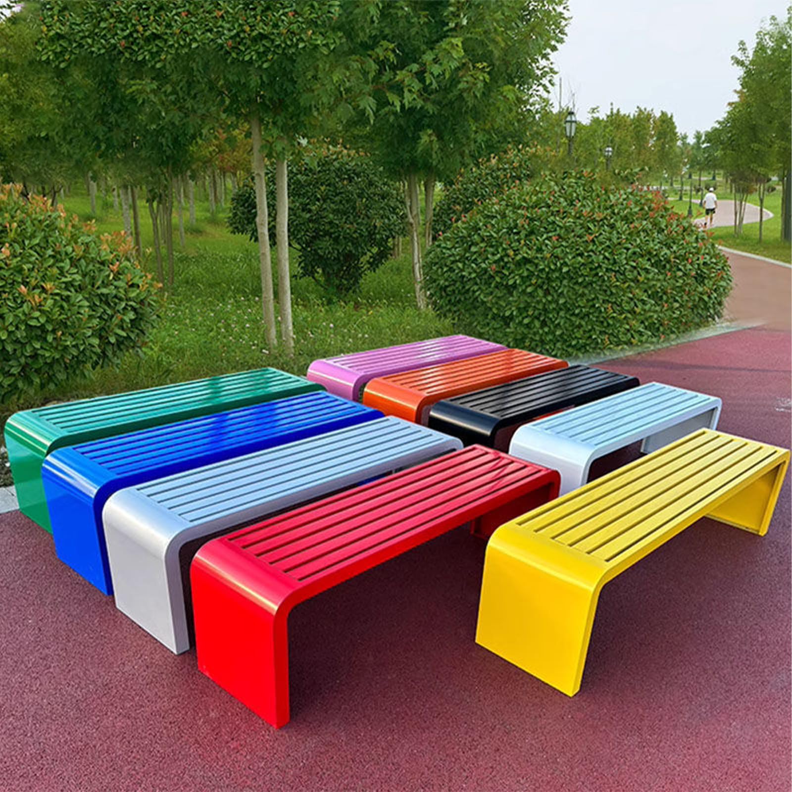 Banco metálico para Exterior, Fabricado en Acero Inoxidable, con Asiento Engrosado y ensanchado, Apto para Parques, áreas de Juego, centros comerciales y librerías. Yellow 100cm