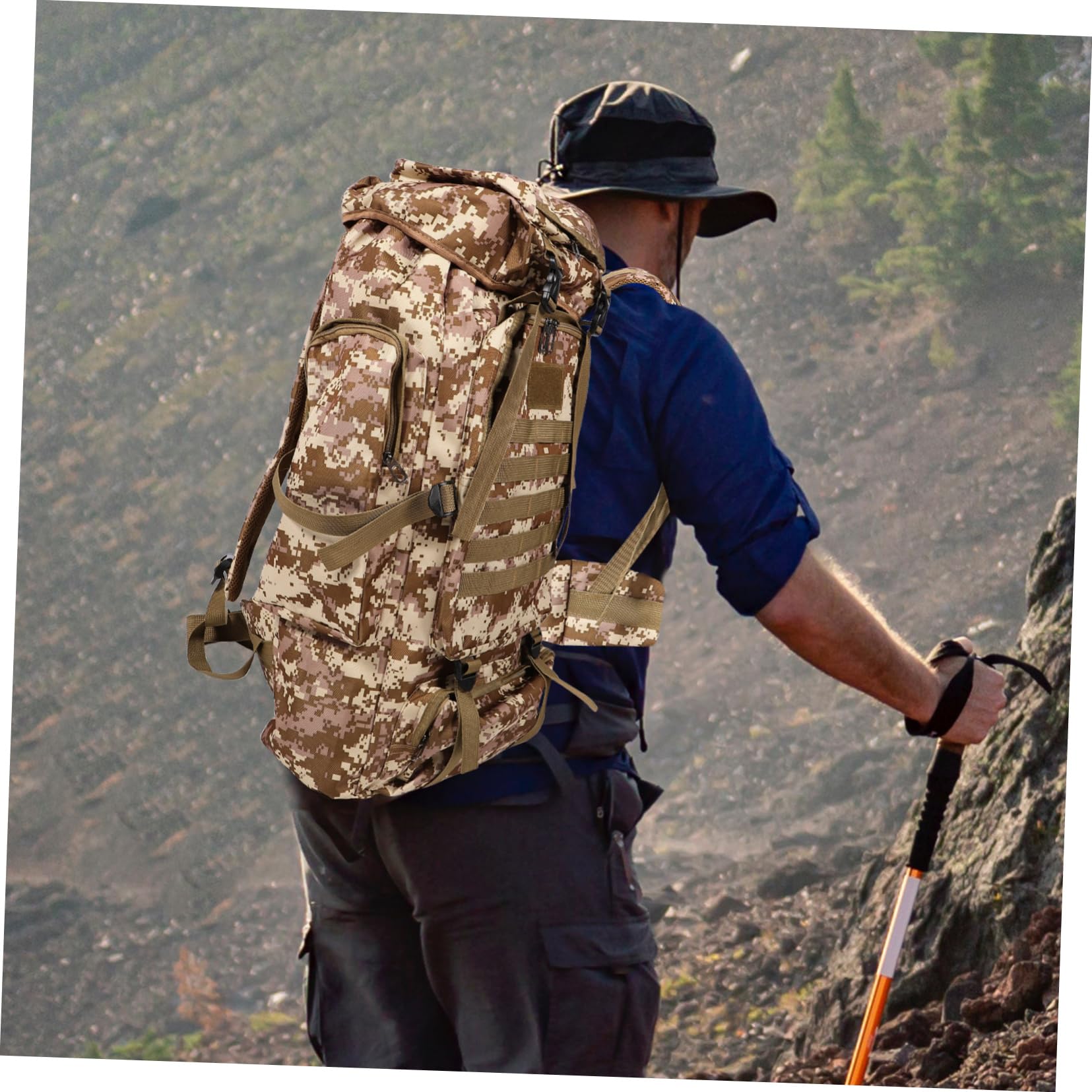 HANABASS Zaino da Trekking da Uomo Travel Backpack Waterproof Backpack Zaino da Trekking Leggero Resistente all'Acqua Zaino da Campeggio Portatile Borse da Trekking Panno Oxford Light Brown