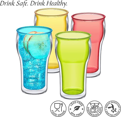 Miniatura 3 de Amazing Abby - Rockies - Vasos de plástico aislados de 20 onzas (juego de 4), vasos de plástico de doble pared, vasos de plástico reutilizables de