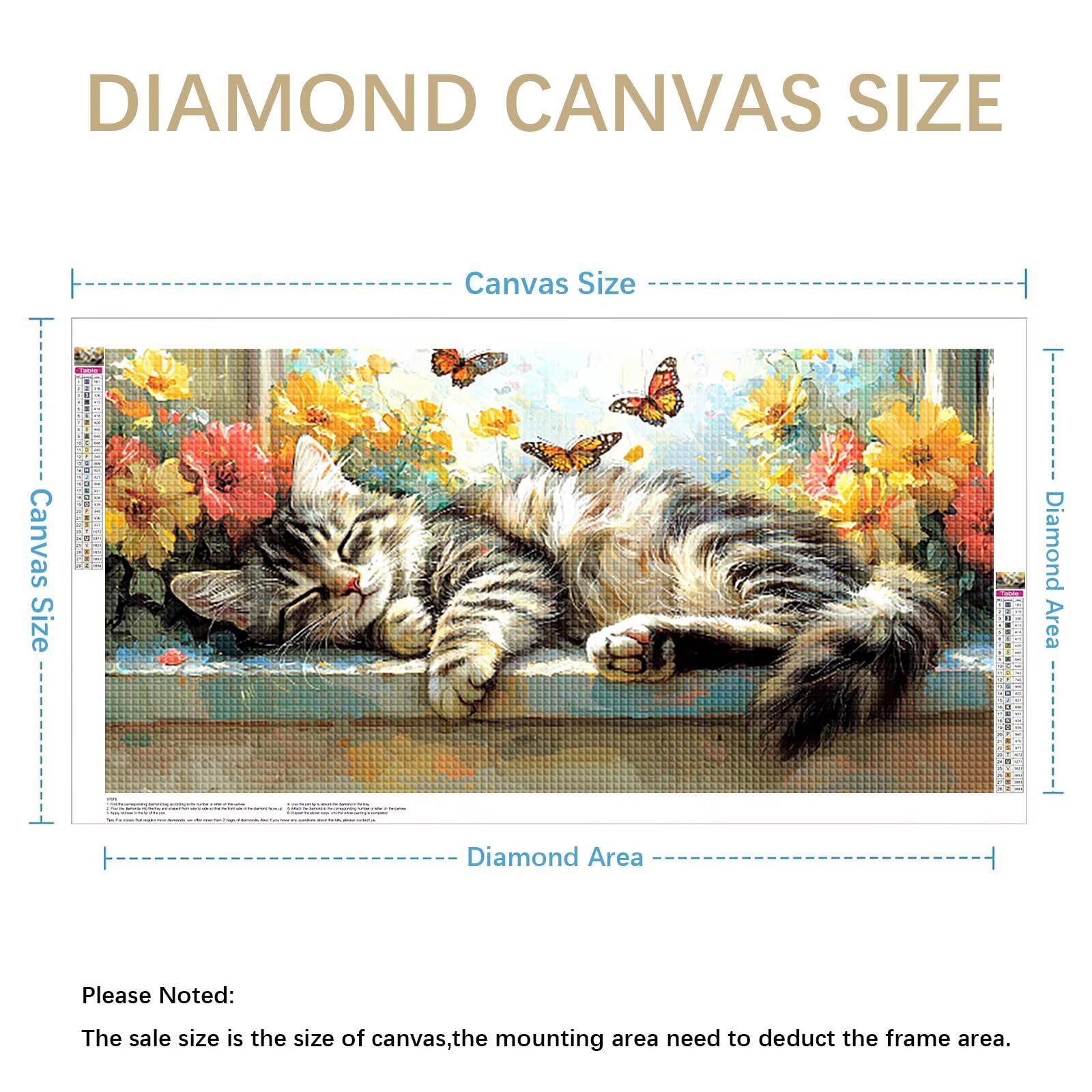 Diamond Painting Adultos Flor Pintura Diamante, Gato Diamond Painting 5D Completo, DIY Cuadrado Cristal Bordado Punto de Cruz Cuadros de Diamantes para Decoracion Hogar, Regalo Mujer 180x90cm 0J-150