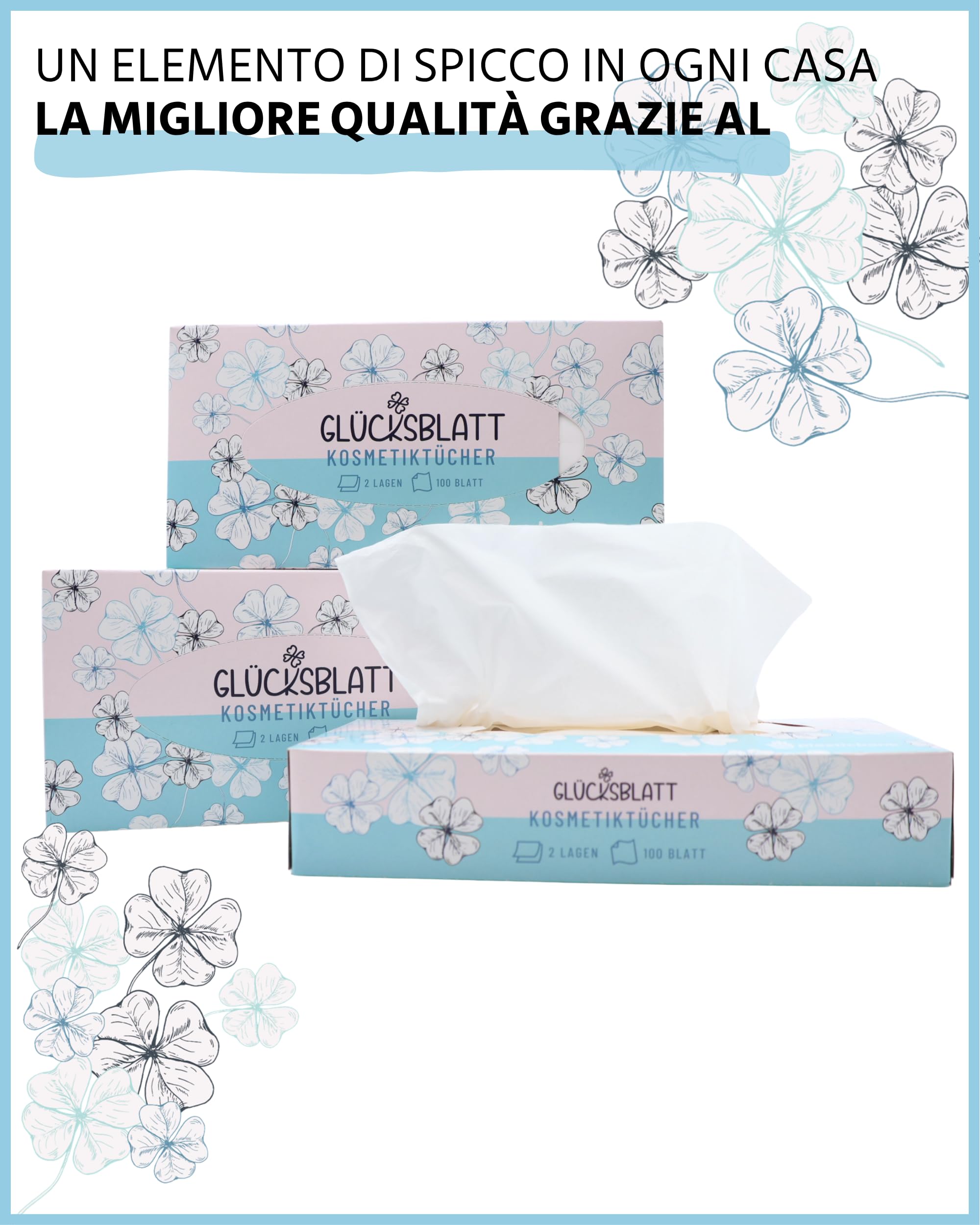 Glücksblatt Fazzoletti da trucco a 2 strati, 4000 salviette, 40 x 100 fogli, morbidi e delicati, adatti a tutti i comuni sistemi di erogazione
