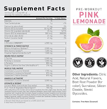 Kaged Original Pre Workout Powder | Pink Lemonade | Pre-Workout with Creatine, Beta Alanine, L-Citrulline, BCAAs | 274 mg Caffeine | Pre Supplements for Men & Women | 20 Servings