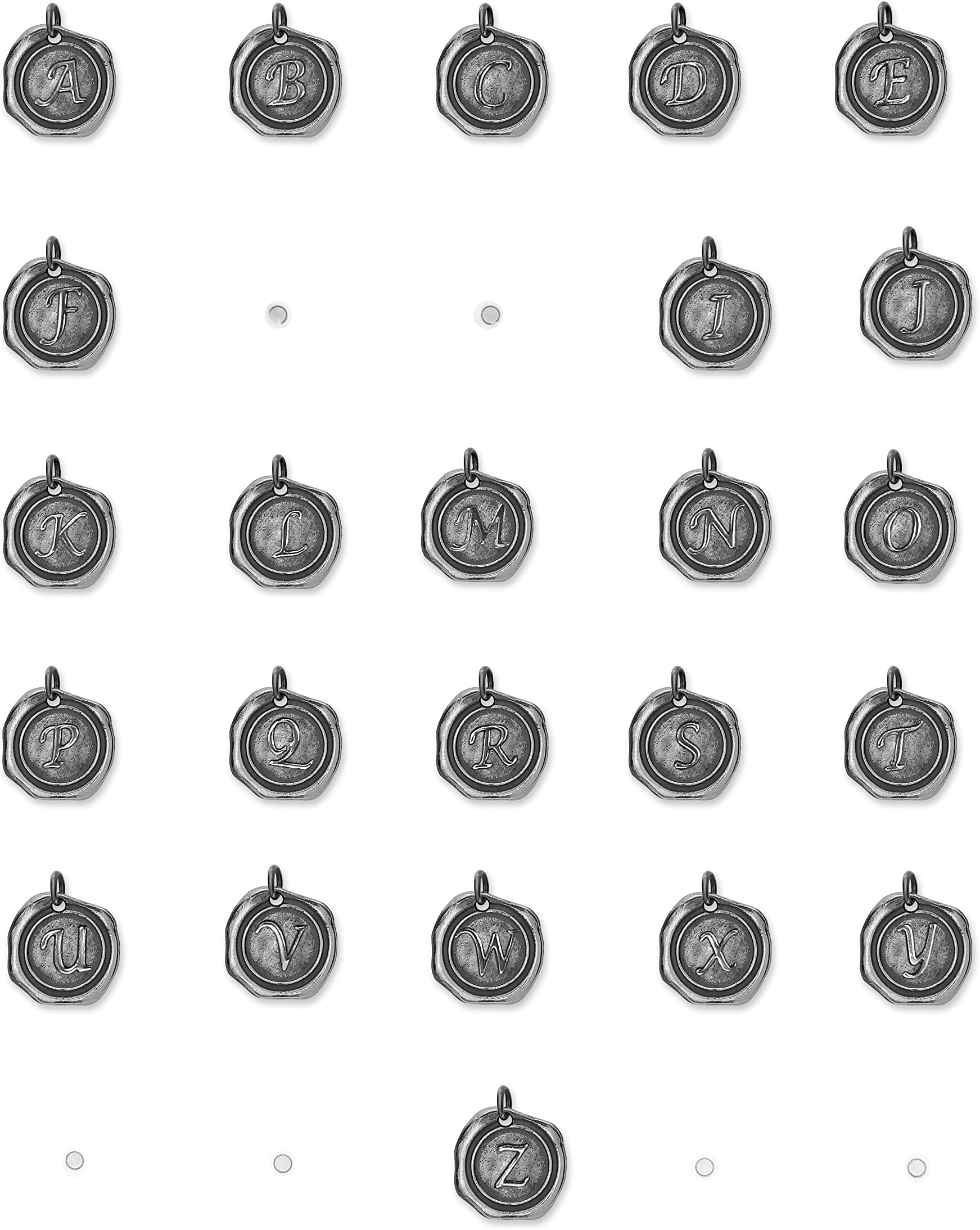 Sterling Silver Personalized Wax Seal Initial Custom Necklace Charm Pendant