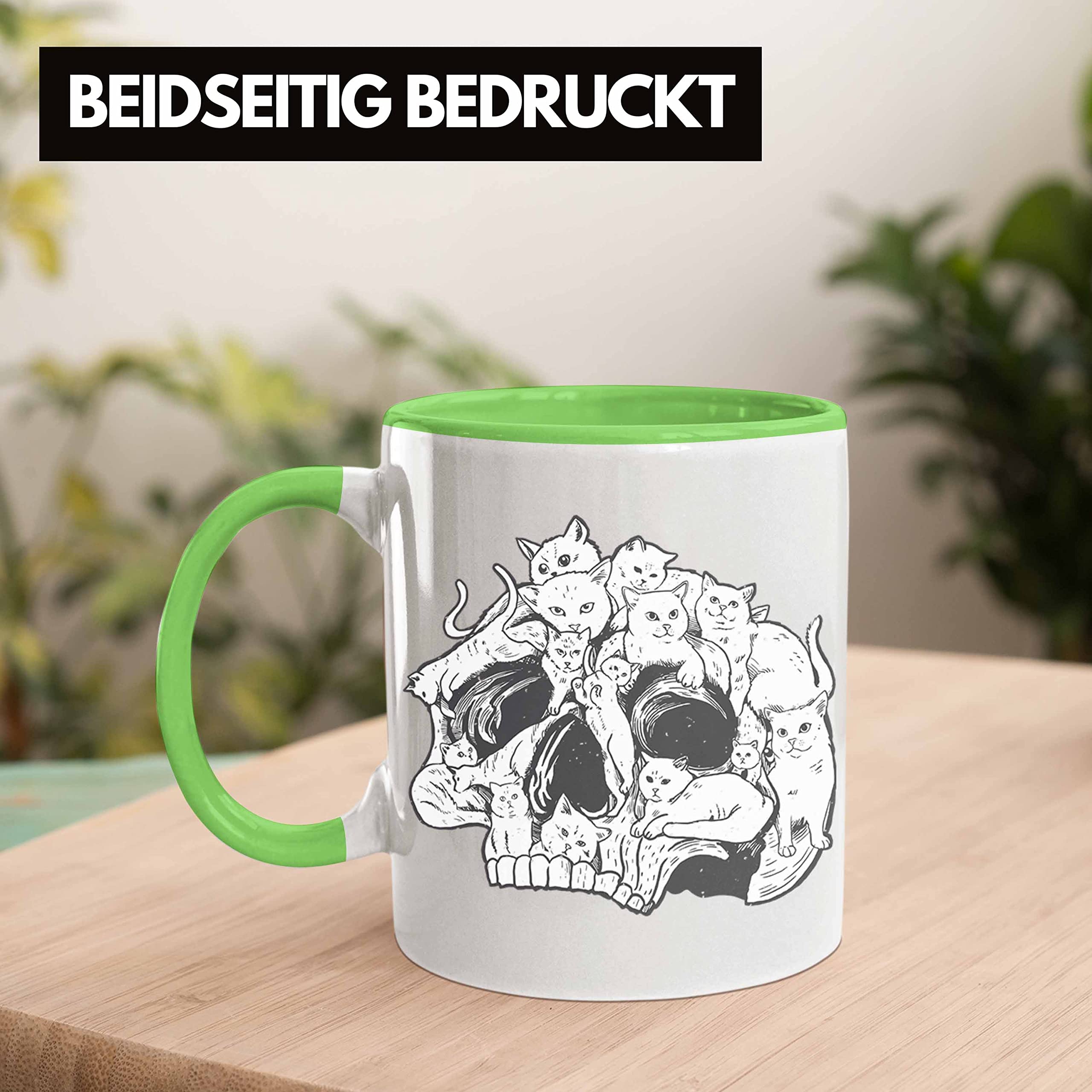 Trendation Tasse „Totenköpfe & Tattoos“ – 325 Ml Keramik – Schwarz – Spülmaschinenfest – In Deutschland Bedruckt