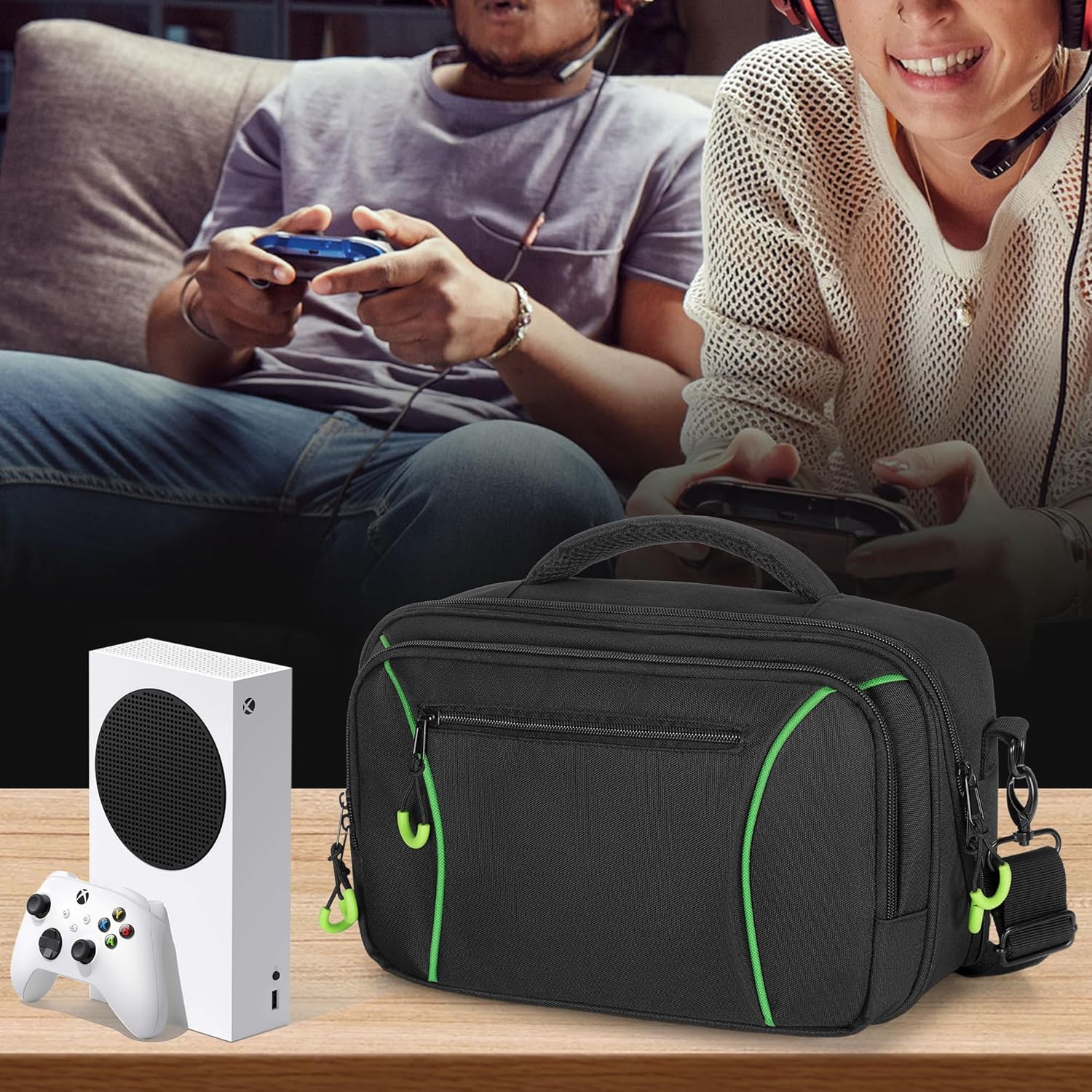 PGmoon Travel Carrying Case Compatible with Xbox Series S, Storage Carry Bag with Padded PE Foam Liner for Controllers, Cables and More Accessories (Patent Design) - Image 7