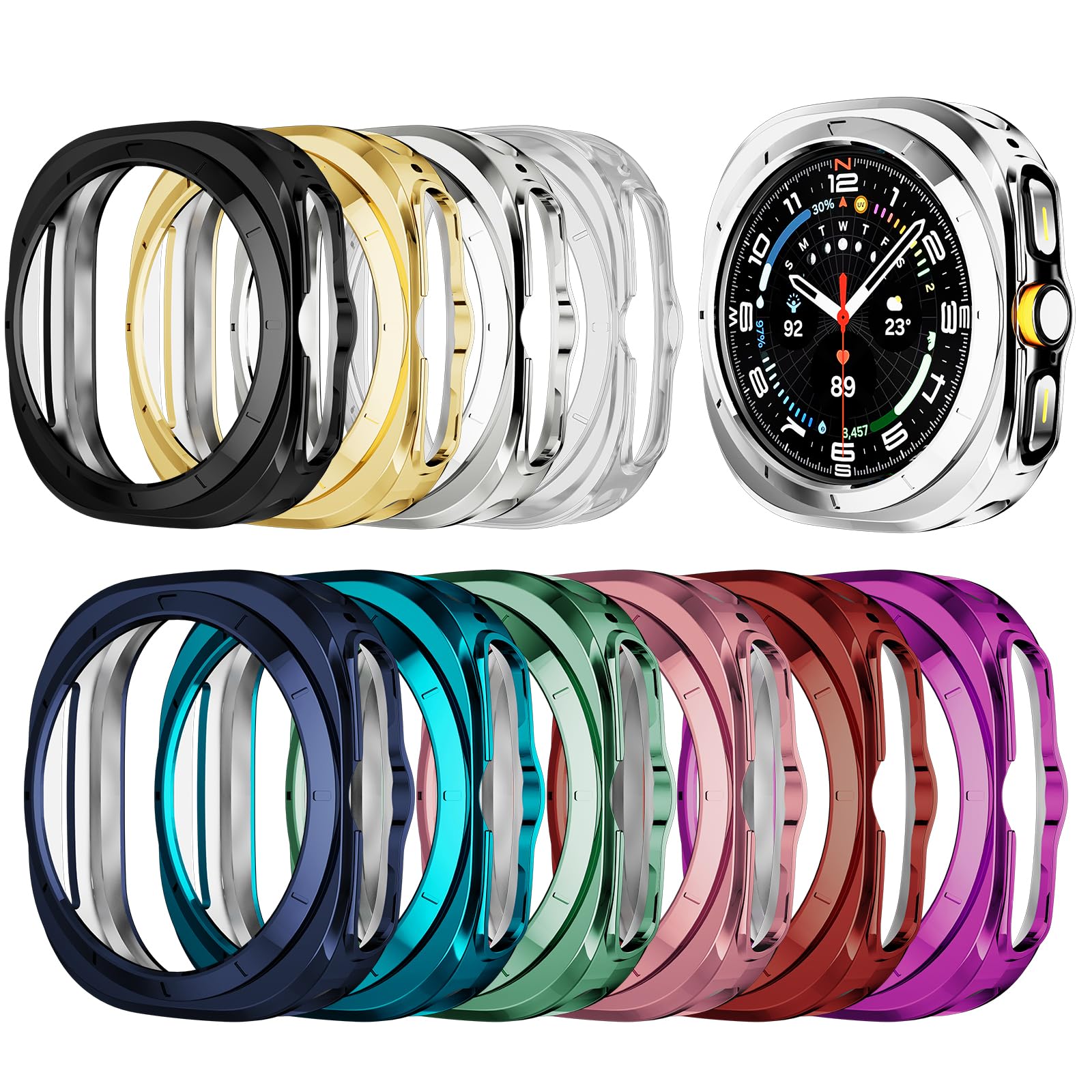 10x Case Compatible with Galaxy Watch Ultra 47mm (2025/2024) Case Soft TPU Cover Protective Bumper Shell for Galaxy Watch Ultra Accessories (10 Colors