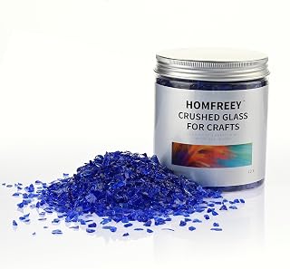 Dark Blue Broken Glass Pieces,3-6mm Crushed Glass Chips for Resin Art Making,Flower Pots Vase Filler and Aquarium Fish Tank Gravel Home Decorations(1.2 Lb)