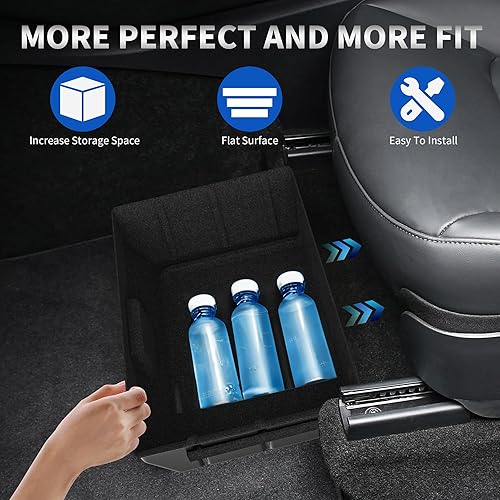 Miniatura 6 de oEdRo ODERO - 6 cajas de almacenamiento para debajo del asiento Tesla modelo Y 2020-2023 y organizador de caja de almacenamiento lateral de TPE para