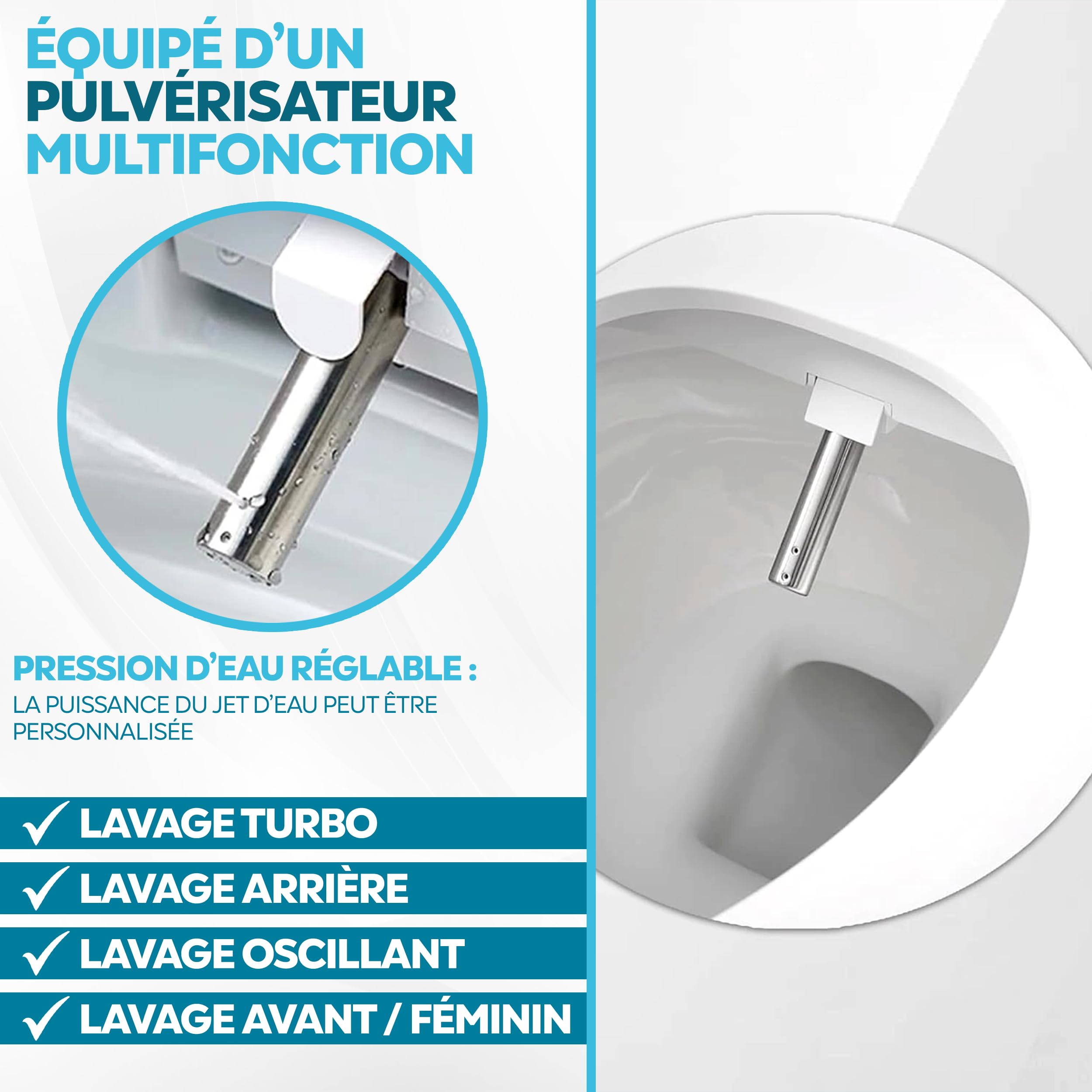 Marque Française - Siège Toilette Japonaise Intégral I Abattant WC Electrique I Séchant & Lavant avec cuvette Japonaise Innovante et Chauffante, Télécommande en Français I Confort & Élégance Japonais - 4