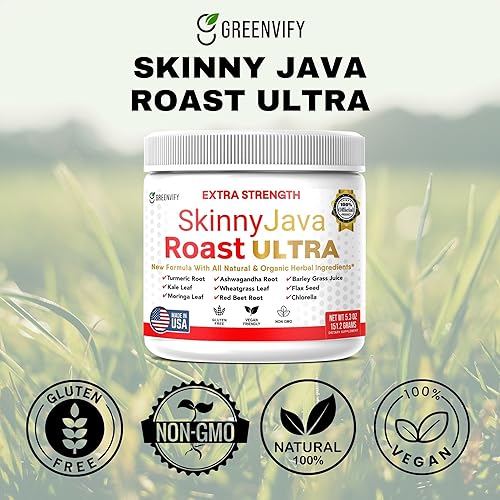 Miniatura 5 de SkinnyJava Roast Suplemento ultra extra fuerte, hierbas naturales y orgánicas, 5.3 onzas, con cúrcuma, Ashwagandha, Moringa (1)