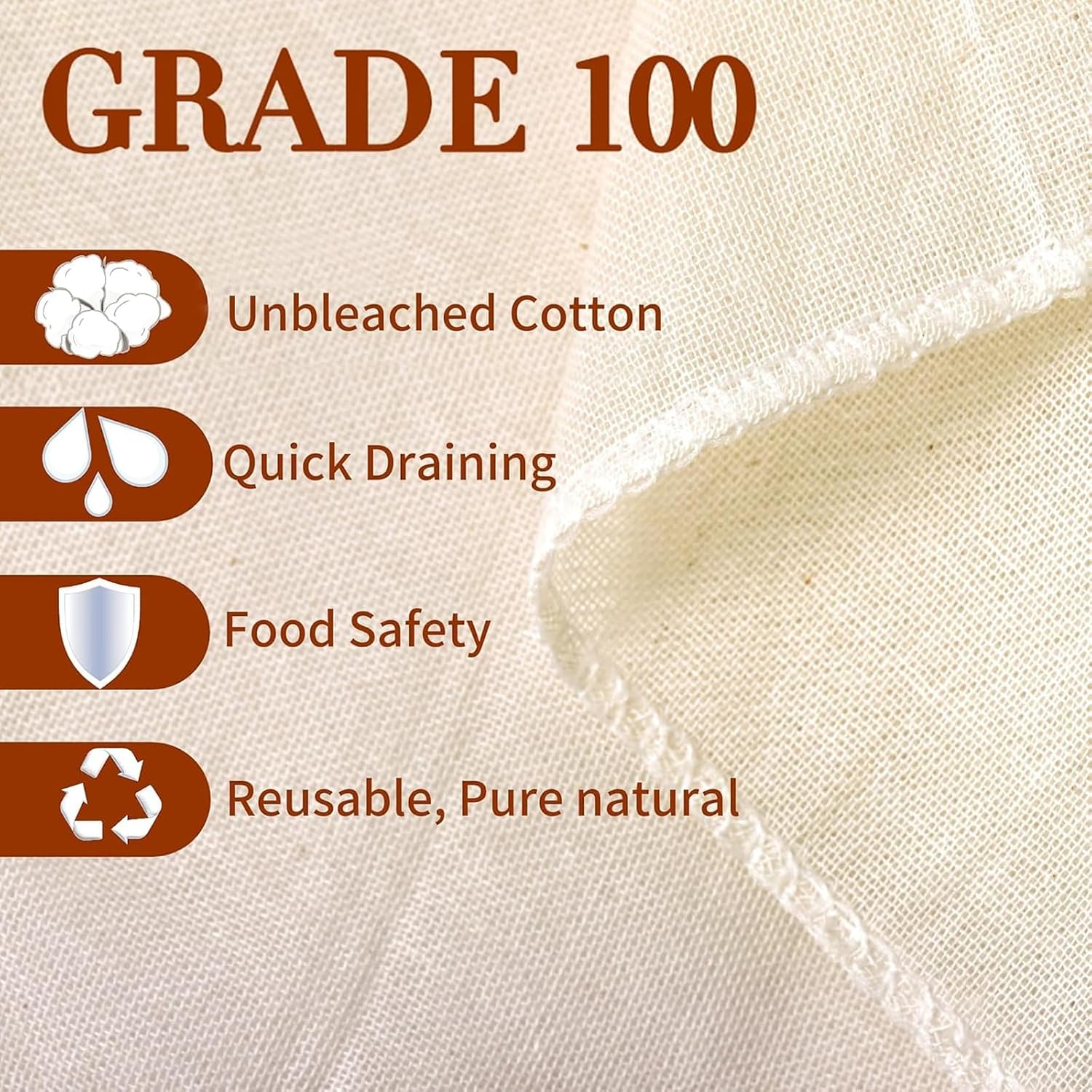 Cheese Cloths 10Pcs 20x20 Inch Cotton Unbleached for Straining