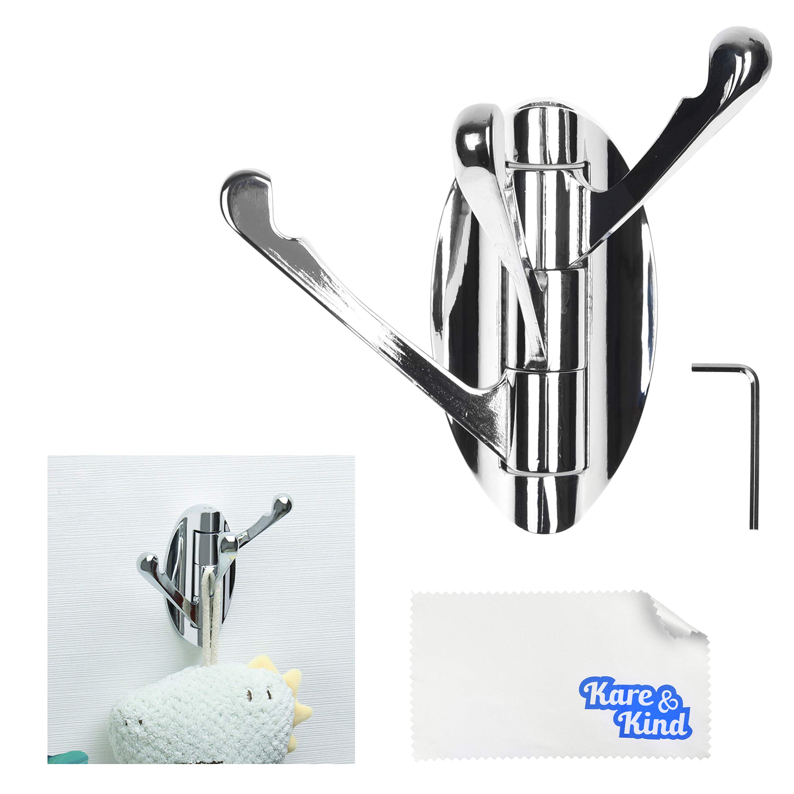 1x Stainless Steel Swivel Hook - Foldable, Solid Wall Mount Coat Jacket Holder - Three Swing Arms - For Hanging Wet and Dry Clothes, Towels - Install in Kitchen, Bedroom, Bathroom, Garage