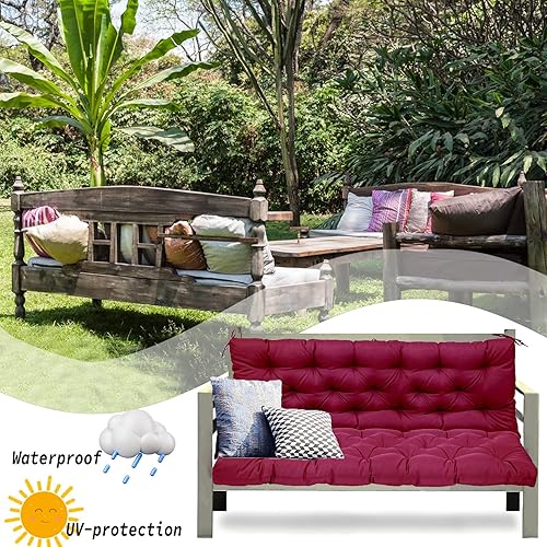 Miniatura 9 de Cojines de repuesto para columpios al aire libre, cojín resistente al agua con lazos, cojines de columpio de 2 a 3 plazas para muebles de jardín,