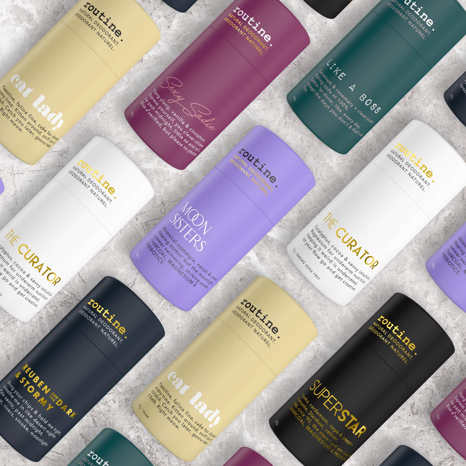 ROUTINE Natural Deodorant Stick for Women and Men - 50g | Antiperspirant Deodorant for All Types of Skin | Even Tone Balancing, Aluminum Free, and Travel Size Deodorant - Cat Lady