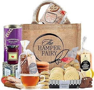 Afternoon Tea Hamper Gift With Biscuits, Cookies, Shortbread, Jam and Tea - For New Home, Birthday, Anniversary, Celebrations, Thank you Hampers, Couple Gifts, Grandma Gifts - by The Hamper Fairy