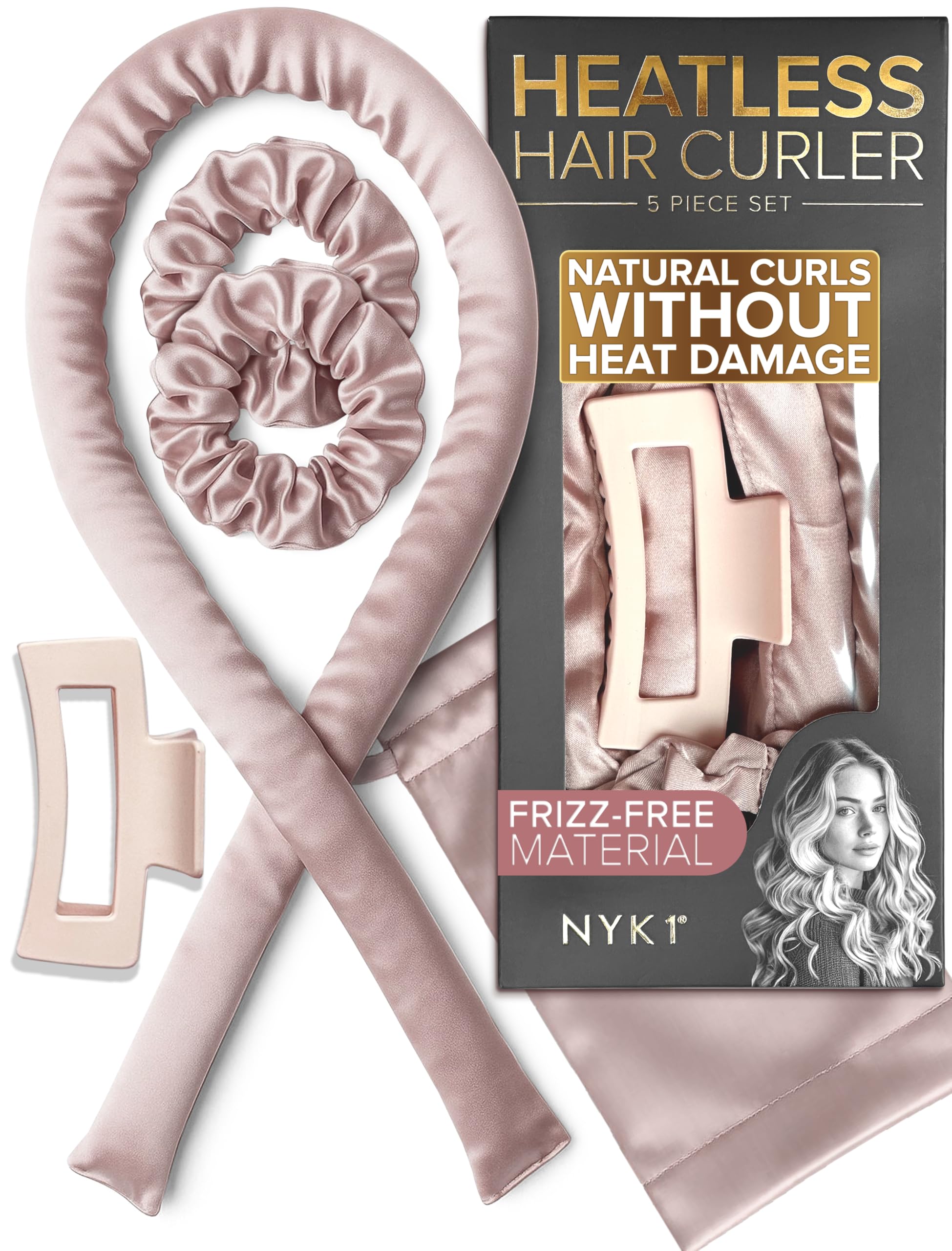 NYK1 Comfortable Heatless Curler Set For Effortless Curls & Waves | 5pc Set