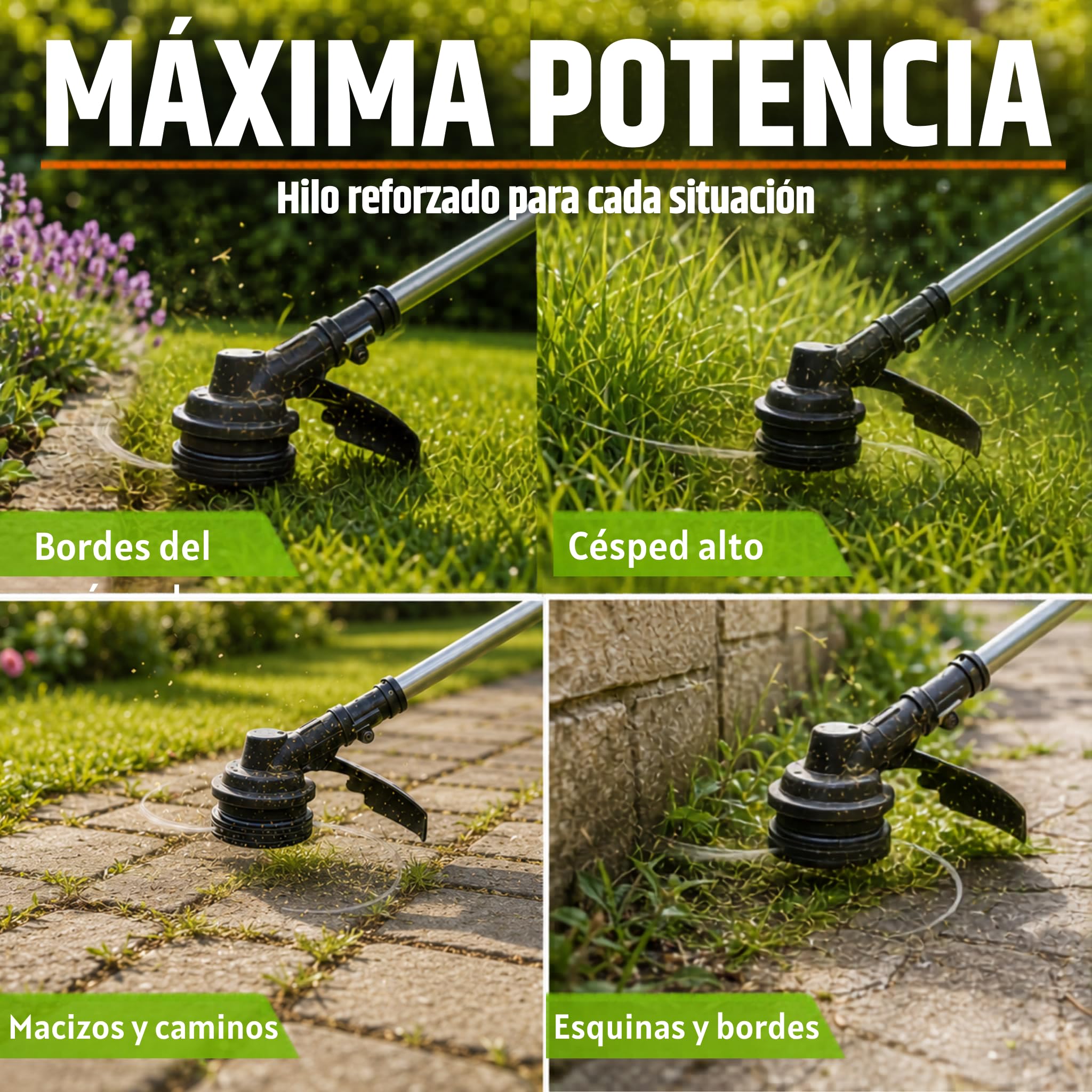 Heckenpracht® Hilo desbrozadora con núcleo reforzado 3mm ⌀ x 100m | perfil estrella extra afilado | hilo para desbrozadora | hilo para cortabordes | hilo nylon