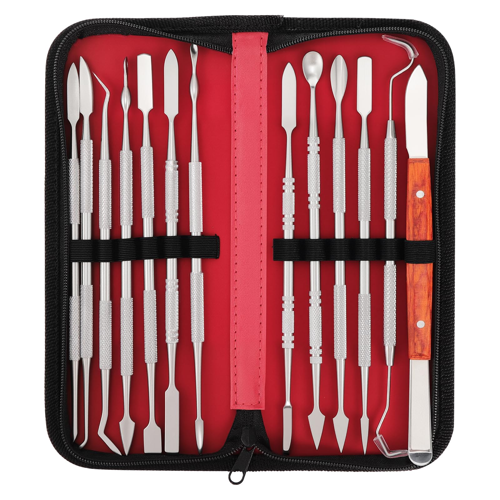Modelling Tools,13 Pcs Stainless Steel Double-Ended Clay Sculpting Tools,Silver Clay for Wax Carvers Art Crafts DIY Pottery Sculptur