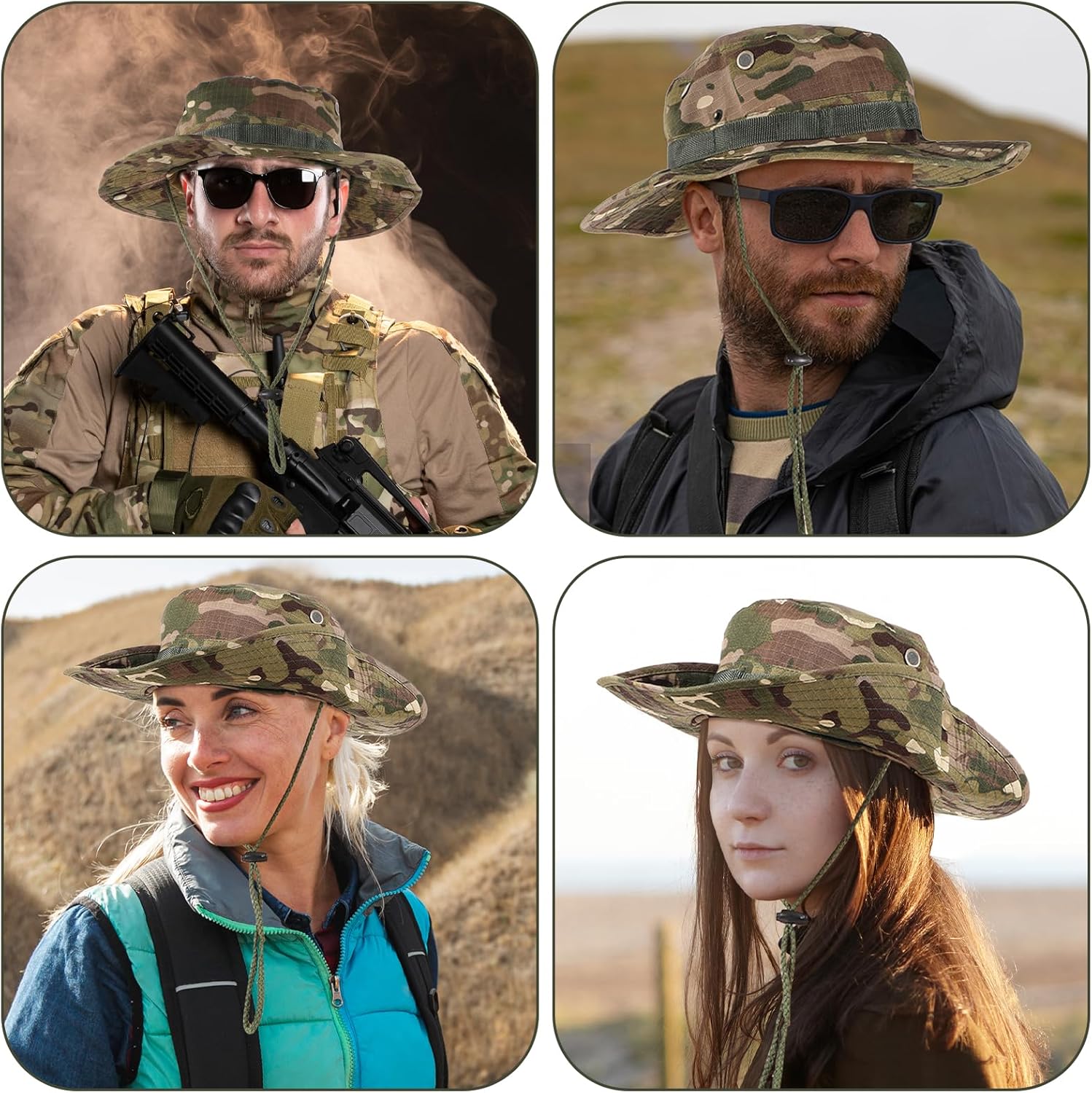 Camo Sun Hats for Men Women Bucket Hat UPF 50+ Boonie Hat Foldable Wide Brim UV Protection Fishing Summer Safari Hats - Image 8