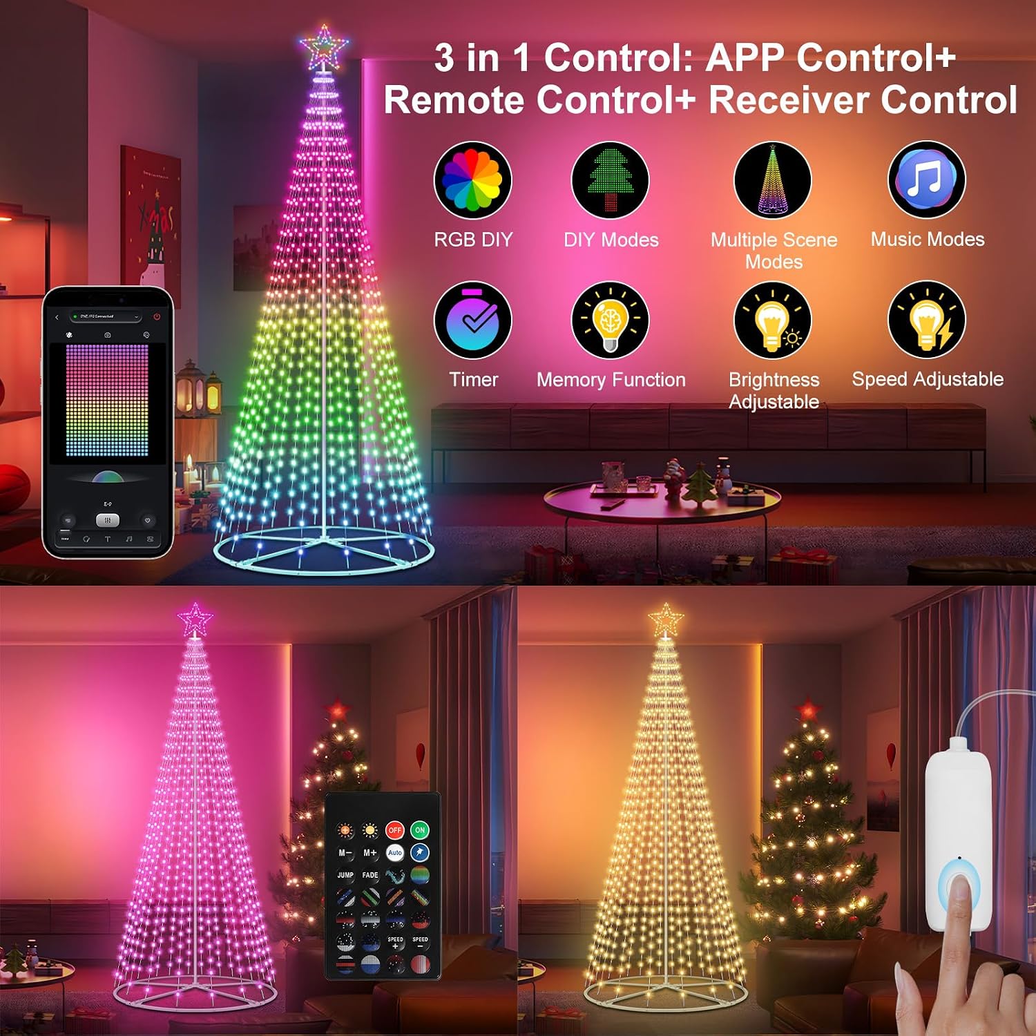 12FT Smart Christmas Cone Tree Lights APP Controlled image 3