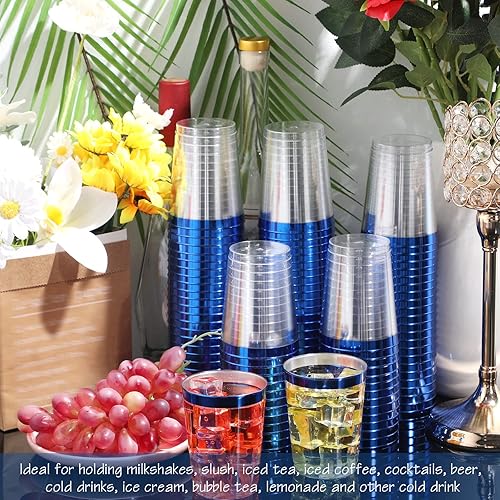 Miniatura 4 de 200 vasos de plástico transparente de 10 onzas, vasos de plástico con bordes, vasos desechables elegantes para fiestas, bodas, día de Acción de