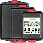 NutriChef, Cookware Set, Bakeware Set, Pots And Pan Set, Kitchen Essentials, Kitchen Utensils Set, 21 Piece Set, Black Nonstick Coating With Red Silicone Handles