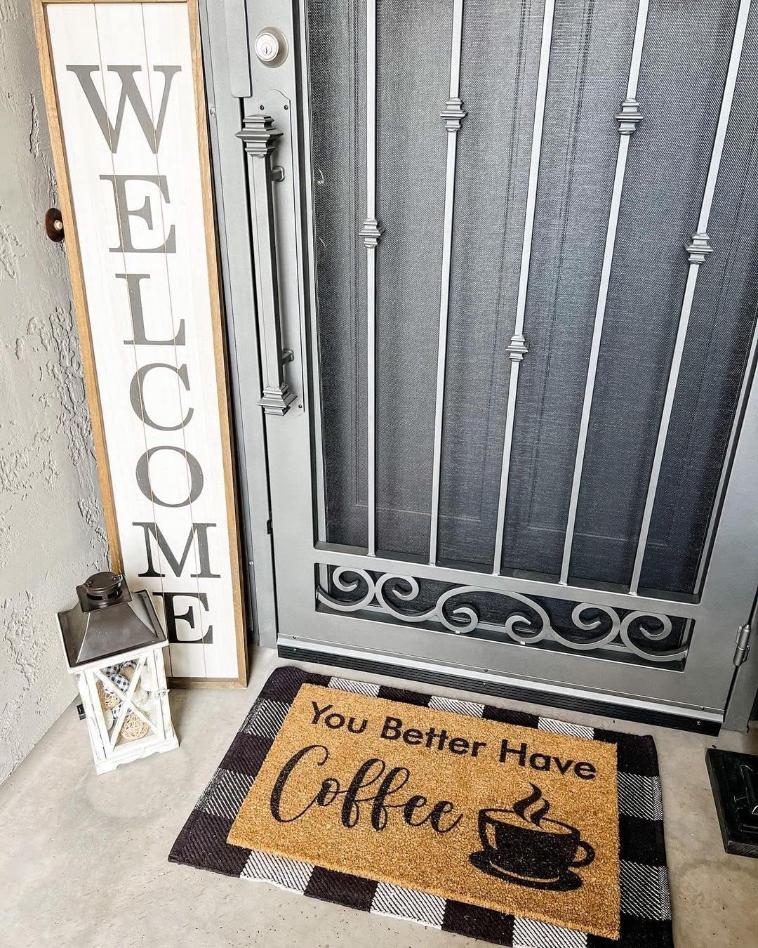 COCO MATS 'N MORE Front Door Mat (18" x 30") - Durable Outdoor Mat to Welcome Guests, Non-Slip with Vinyl Backing, Durable Coconut Coir, You Better Have Coffee