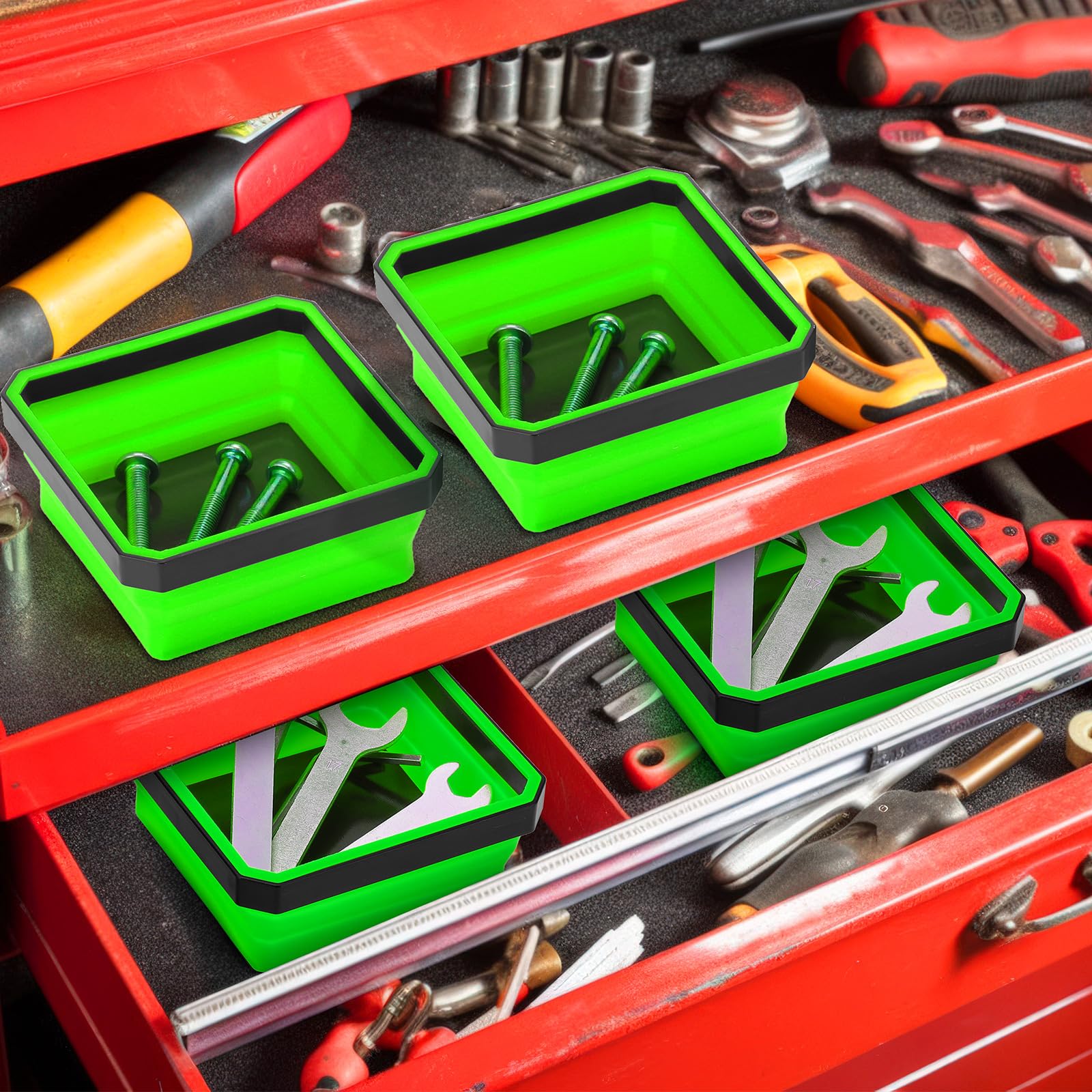 Barydat 10 Pcs Magnetic Tool Tray Collapsible Foldable Parts Trays Set Magnetic Screw Tray Magnetic Parts Bowl Square Silicone Magnetic Tool For Bolts Nuts Washers Pins Screw Parts Multicolor P 167378310