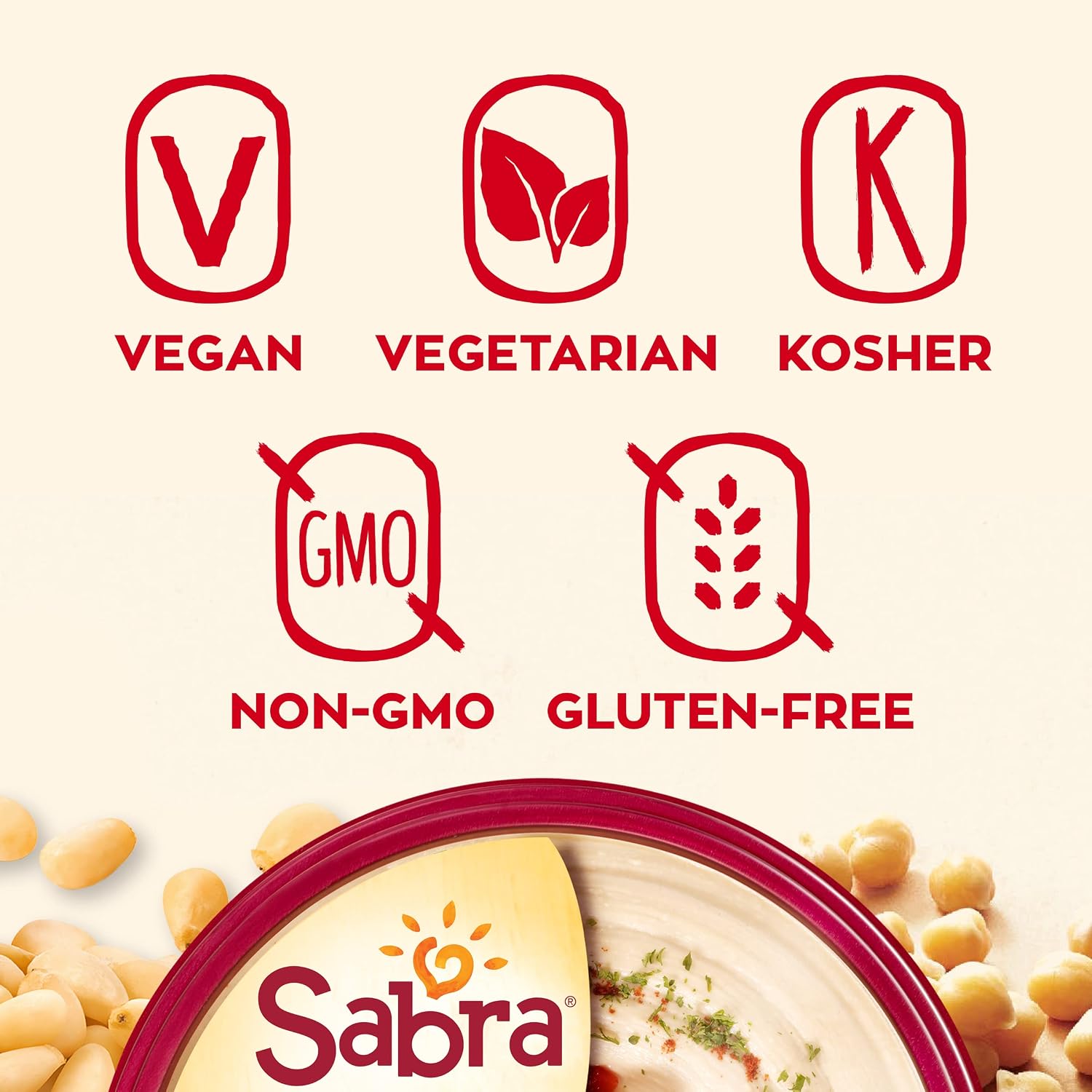 Sabra Pine Nut Hummus, Great Hummus for Dipping, Snacking and Sharing, 10 Oz Tub