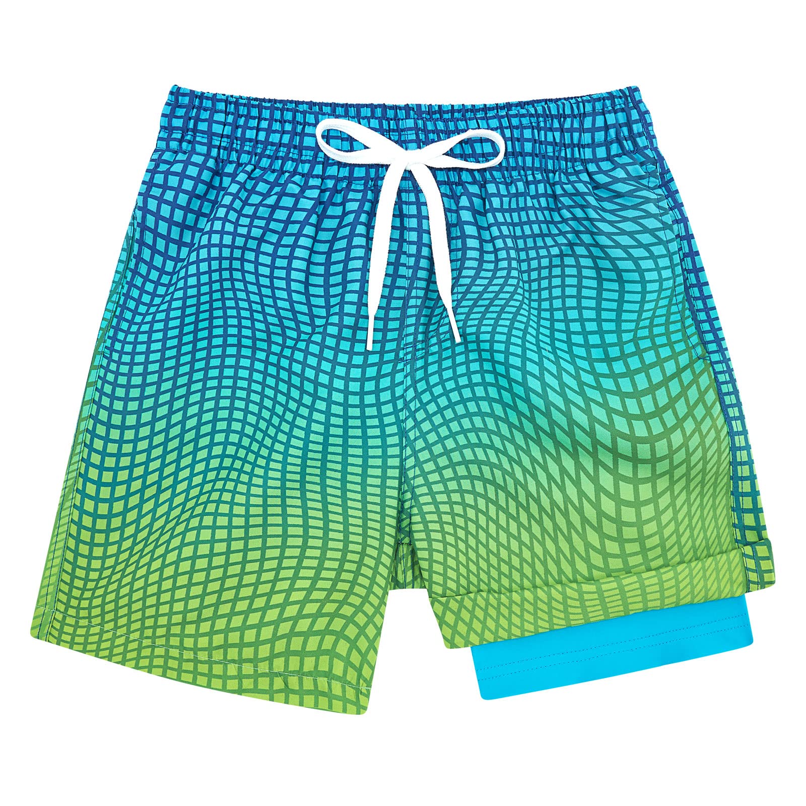 Belovecol Boys Swim Trunks with Compression Liner Anti-Chafe Swim Shorts Quick Dry UPF 50+ Bathing Suits Swimwear 7-20T