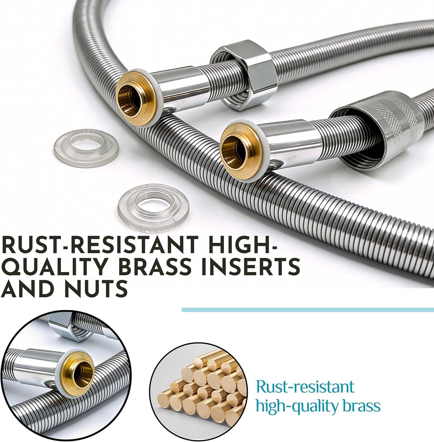 Shower Hose, 59Inch /150cm Shower Head Hose Replacement Showerhose Extra Long Stainless Steel Flexible and Durable High-Pressure Bathroom Accessory, 1 PCS image 2