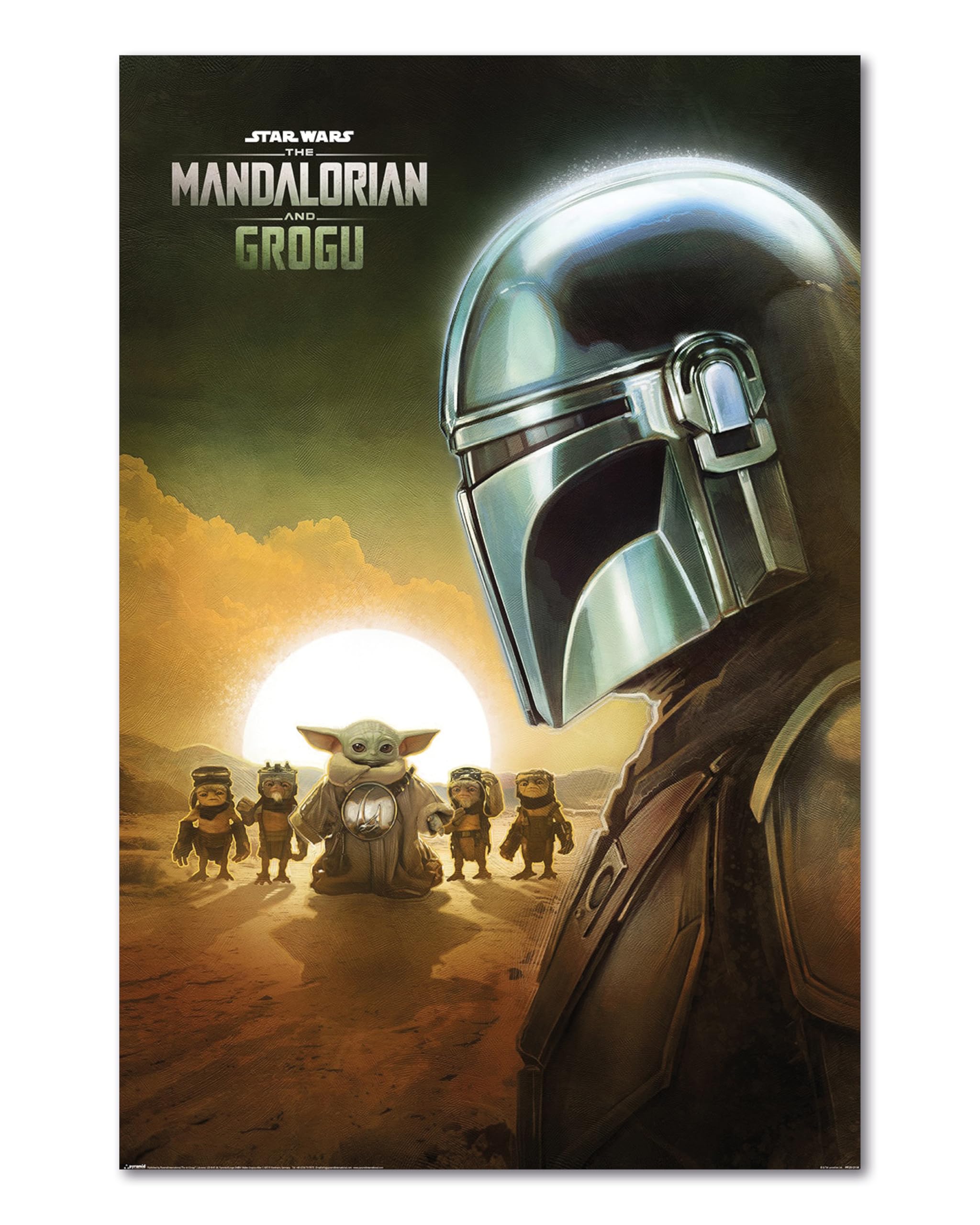 Pyramid International The Mandalorian & Grogu Poster Sunset 61 x 91.5 cm Star Wars Wall Decoration Baby Yoda Poster Atmospheric Series Film Wall Picture
