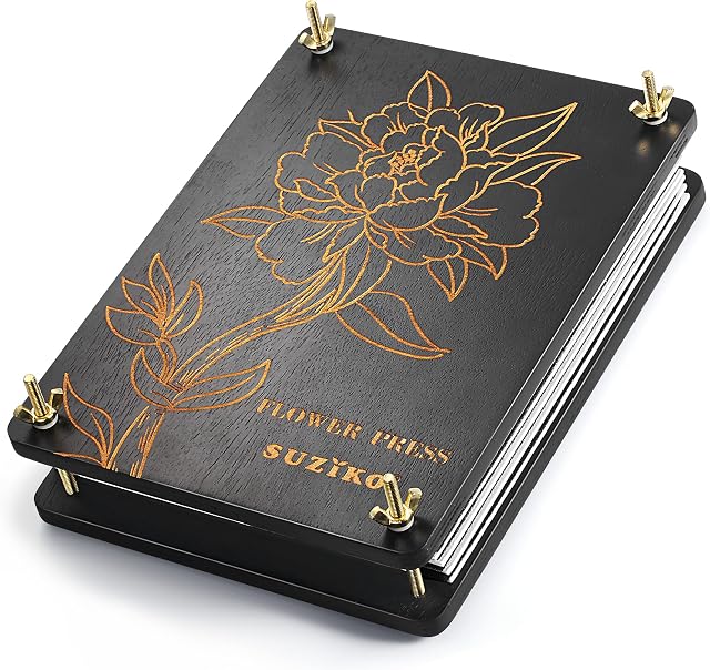 Suziko Large Flower Press with Photo Frame, Flower Press Kit for Adults Measures 11.8 " x 8.7" 6 Layers, Fast Making Pressed Plant Foliage Specimen, Wooden Flower Pressing Kit