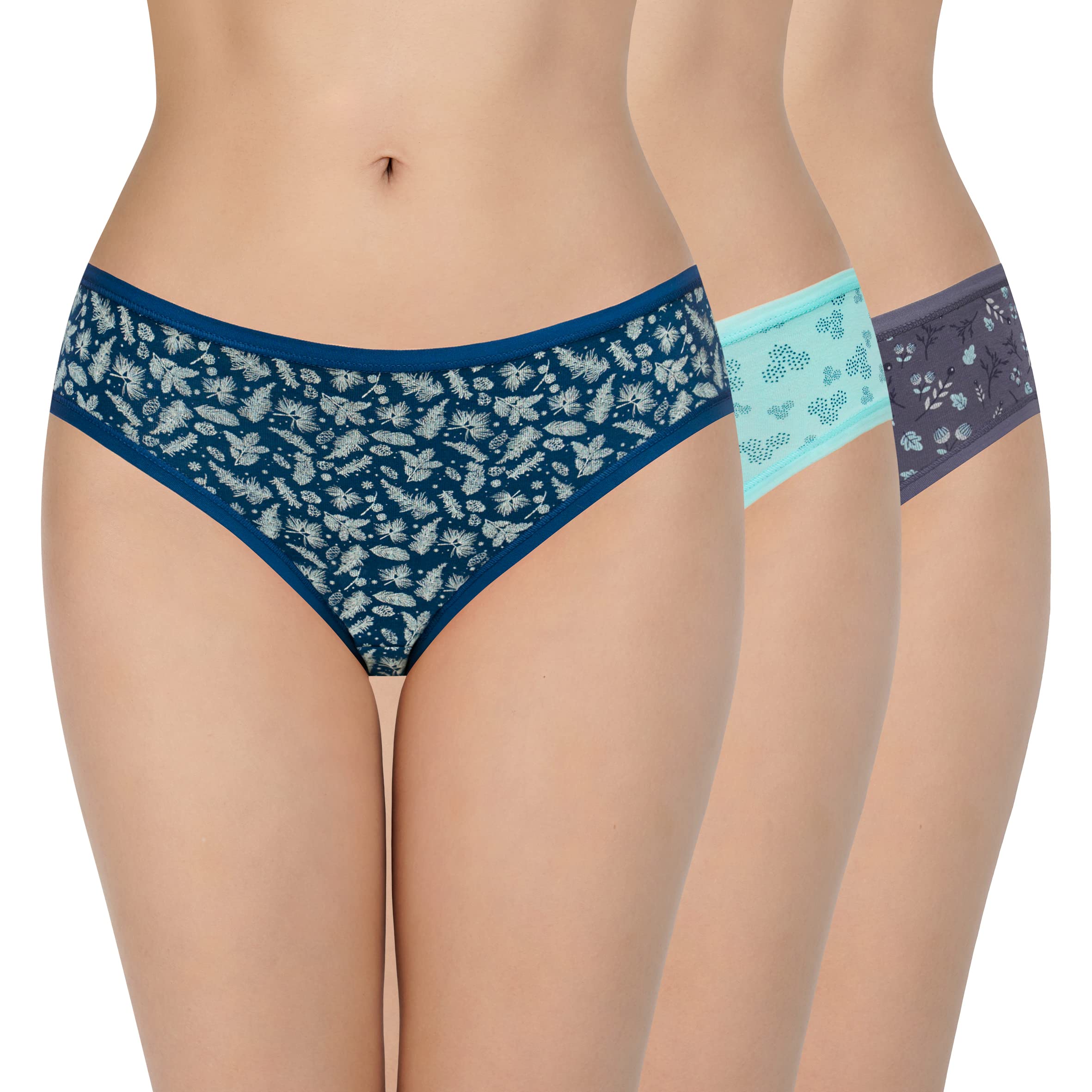 amante Print Low Rise Three-Fourth Coverage Bikini Panties (Pack of 3)-picture-38