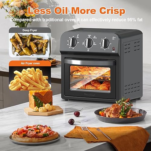 Miniatura 3 de PlumChef - Horno tostador de convección de 13 cuartos de galón, 4 rebanadas, 1500 W, horno multifunción para asar, hornear, parrilla, asar, tostar,