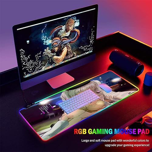Miniatura 6 de Alfombrillas de ratón Anime Girl Sexy Butt XXL RGB Mouse Pad Gamer Pc Gaming LED Mousepad Alfombrilla de teclado Alfombrilla de escritorio Protector