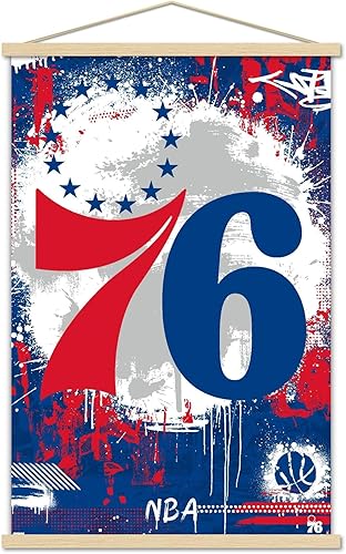 Trends International NBA Philadelphia 76ers - Póster de pared con logotipo Maximalist 23 con marco magnético