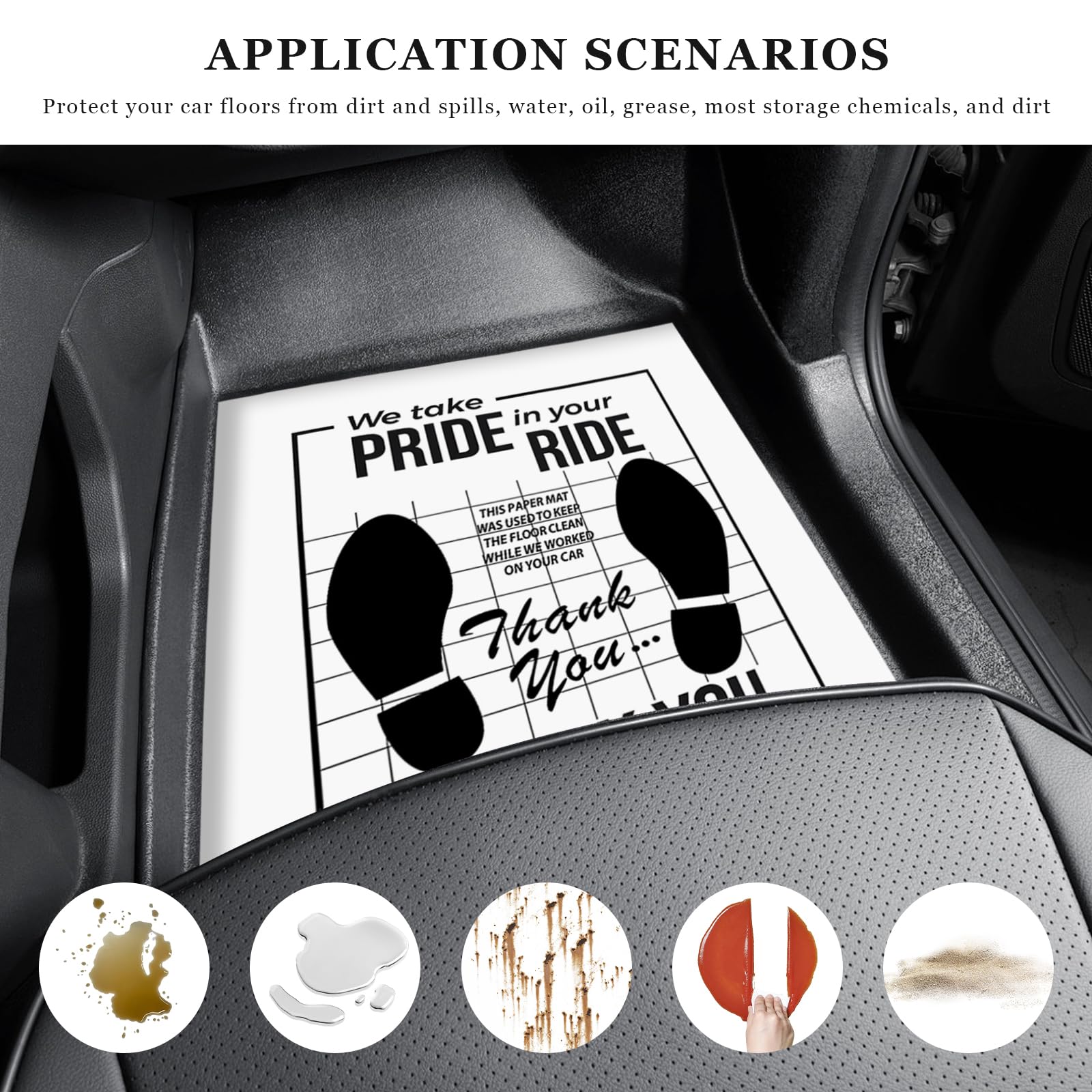SHMZK 50 PCS Car Paper Floor Mats 16 x 20 Inch Disposable Floor Mat Temporary Car Floor Protector — view 5