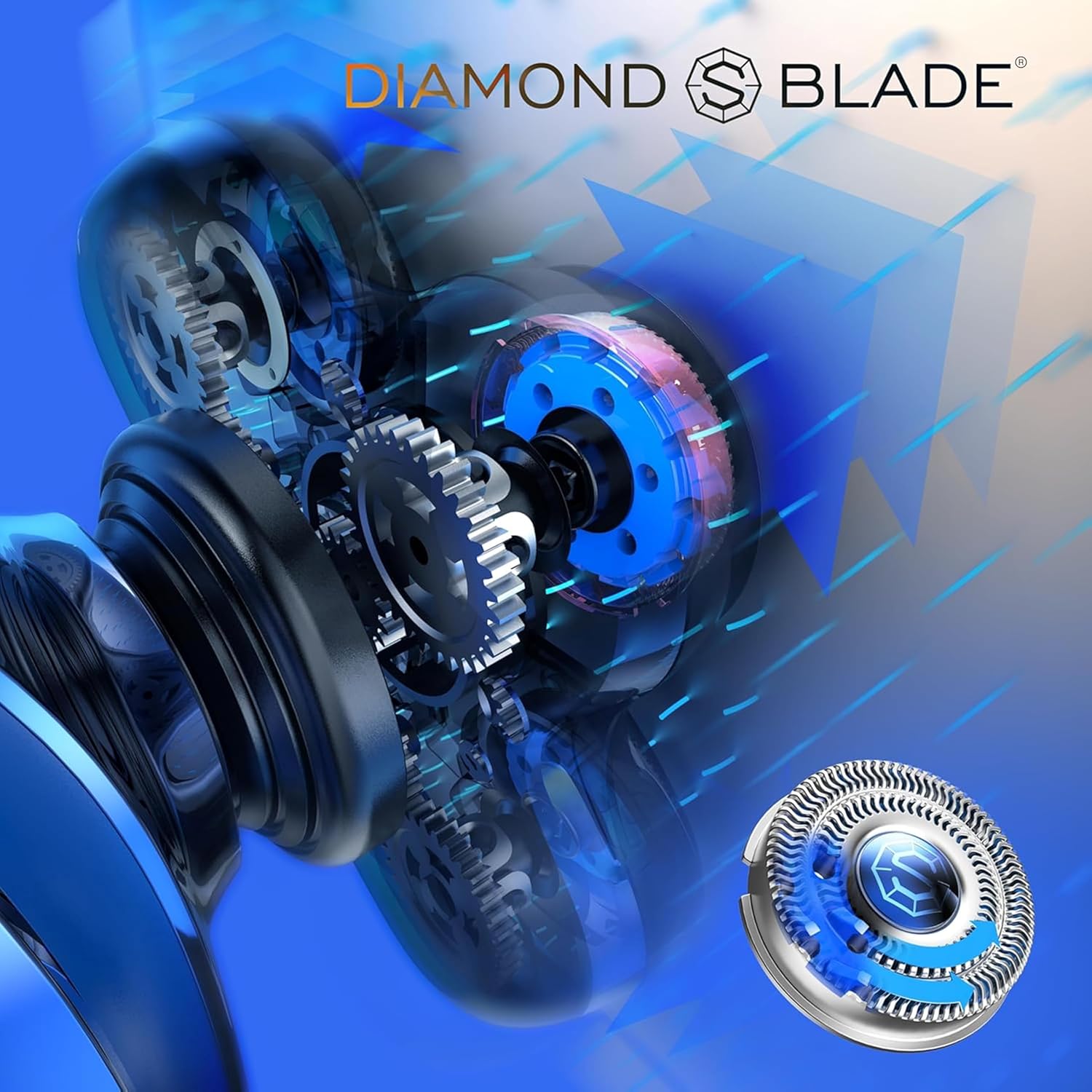 Blade & Stone® Head Shaver for Men HS505-BB | Diamond-S-Blade® | MIMO Net Technology for Superior Skin Comfort | 8500 RPM Durable Motor, USB-C Rechargeable - Big Blue